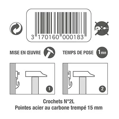 LOT DE 4 CROCHETS BETON N°2 POUR TABLEAUX ET CADRES 8KG - CROCHETS A TABLEAUX - Mr Bricolage : Outillage, Jardinage, Animalerie, Electricité