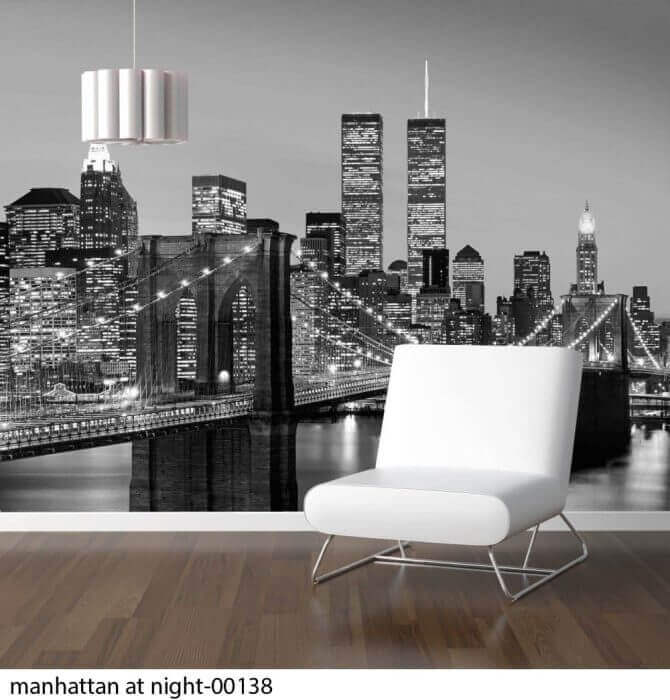 POSTER MANHATTAN SKYLINE AT NIGHT QUALITÉ DIGITAL EN 8 PARTS COLLE INCLUSE ORIGINE UE 366 X 254 CM - POSTER - Mr Bricolage : Outillage, Jardinage, Animalerie, Electricité