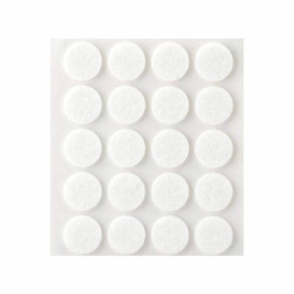 Lot 20 Feutres Synthetiques Adhesifs 17Mm Blanc