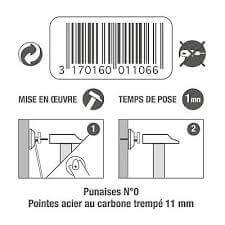 LOT DE 8 PUNAISES BETON N°0 - CROCHETS A TABLEAUX - Mr Bricolage : Outillage, Jardinage, Animalerie, Electricité