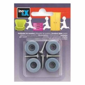 Lot 4 Patins Glisseur À Vis Pour Meubles 22Mm Gris