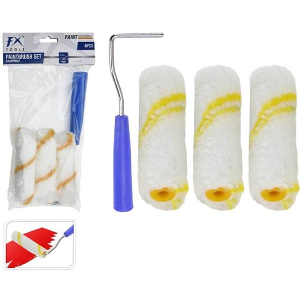 Set De 3 Rouleaux De Peinture 10 Cm + Poignée