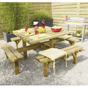 Table De Pique-Nique Carrée En Bois Massif 200 X 200 X 75 Cm
