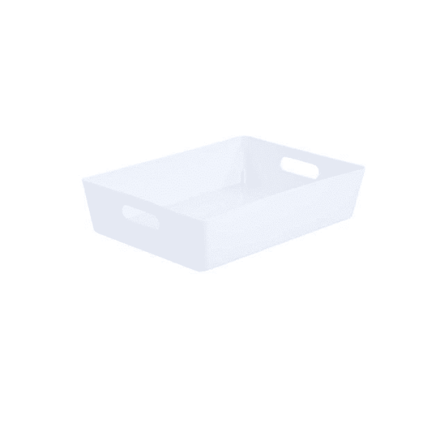 Bac De Rangement En Plastique Rectangulaire 35X26X6Cm Blanc