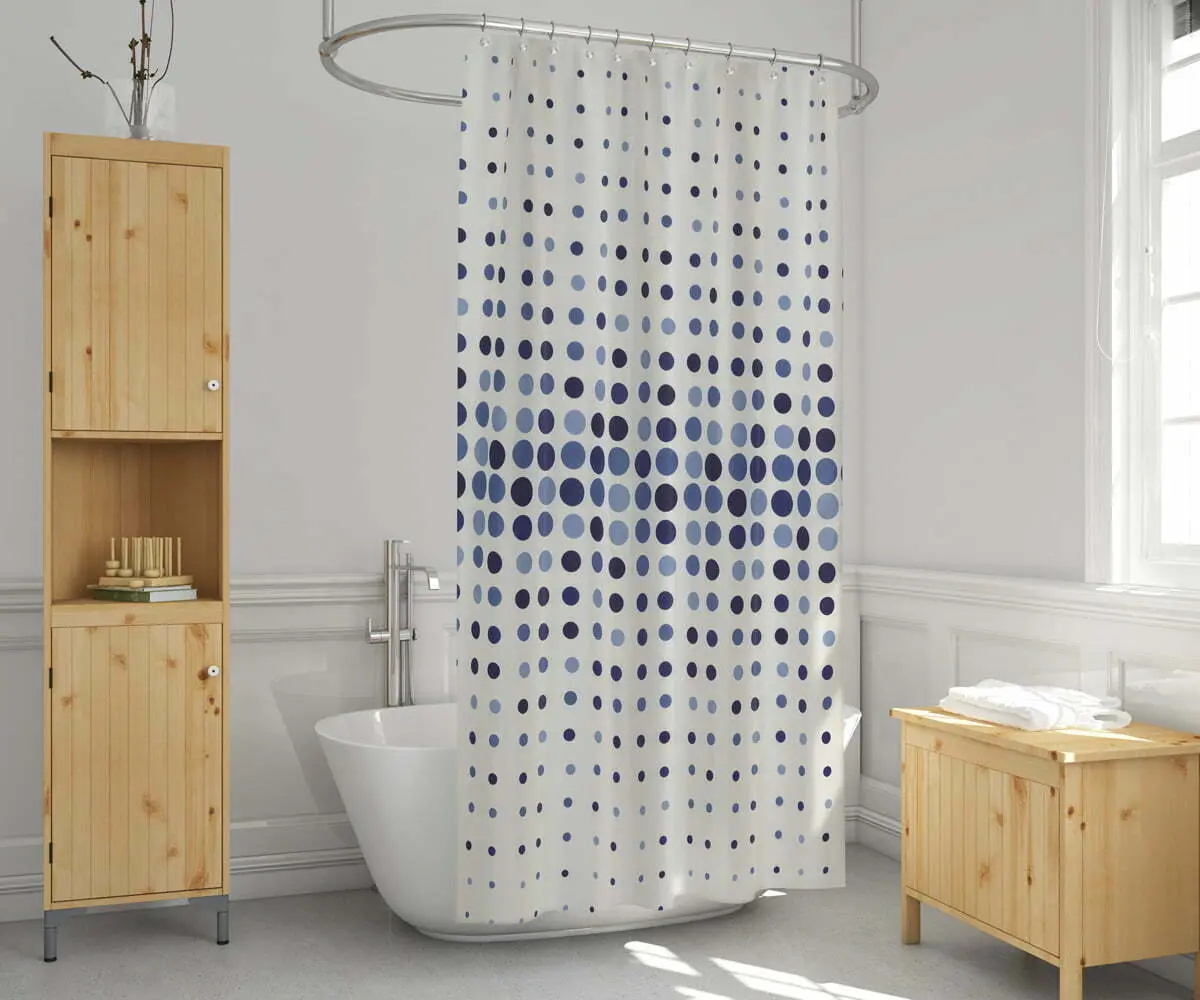RIDEAU DE DOUCHE EN POLYESTER MOTIF BLEU - RIDEAUX ET BARRE DE DOUCHE ET TAPIS SALLE DE BAIN - Mr Bricolage : Outillage, Jardinage, Animalerie, Electricité