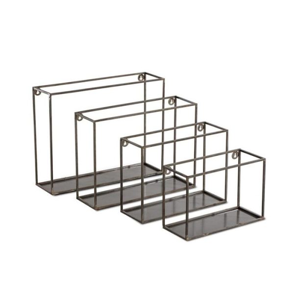 Etagère murale carrée en métal - set de 4 pièces