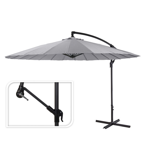 Parasol jardin déporté 300 cm gris clair Shanghai – Mr Bricolage Maroc