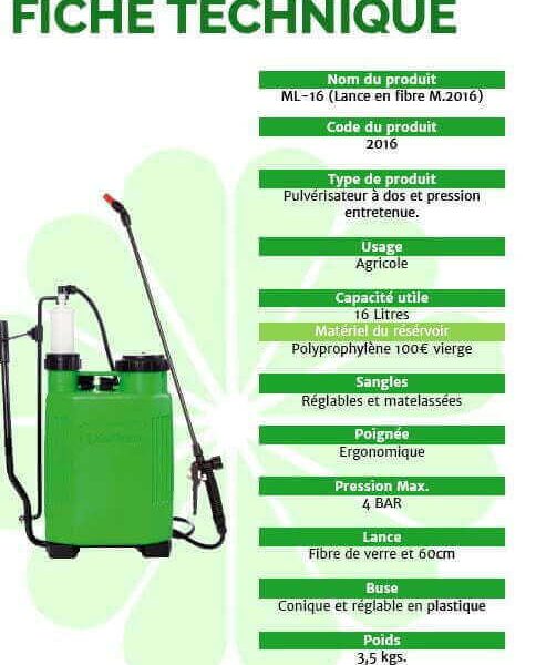 PULVERISATEUR 16 LITRES - POMPE ET PULVERISATEUR - Mr Bricolage : Outillage, Jardinage, Animalerie, Electricité