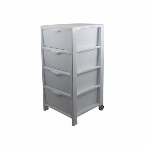 TOUR DE RANGEMENT 4 TIROIRS COULEUR BLANC AVEC 2 ROUES 39.50 X38 X82 CM - BUREAU - Mr Bricolage : Outillage, Jardinage, Animalerie, Electricité