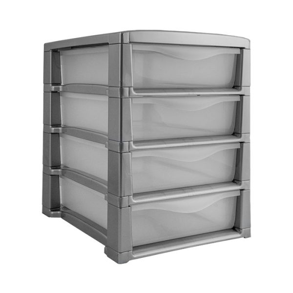 Tour de rangement 4 tiroirs 30 x 38 x 40cm gris foncé