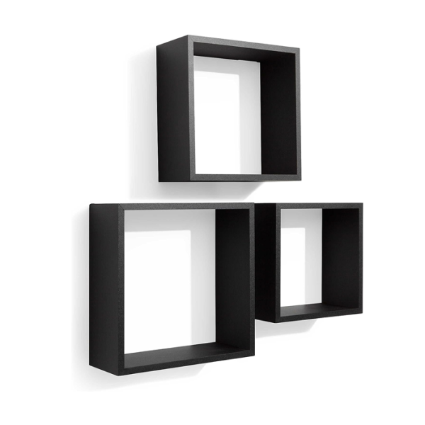 Set De 3 Cubes Murales Décoratifs Noir