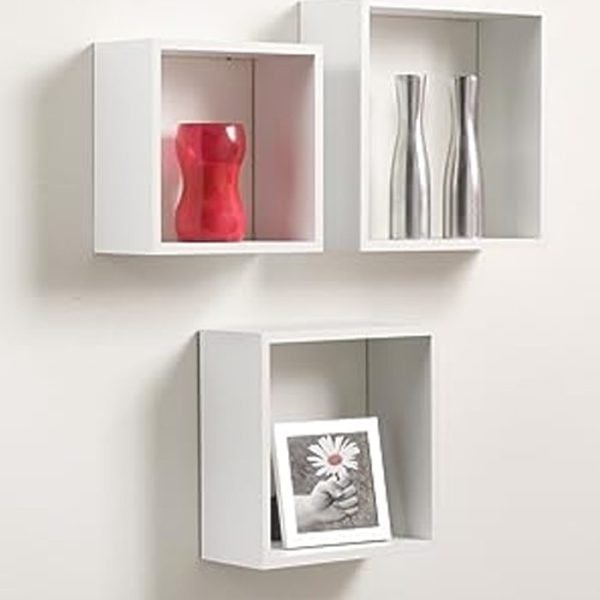 Set De 3 étagères Cube Murales Blanc