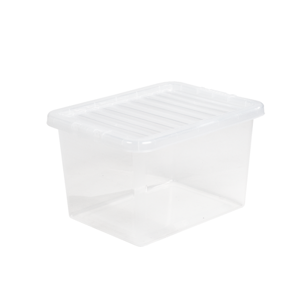 Boîte De Rangement Empilable En Plastique Transparent 25L
