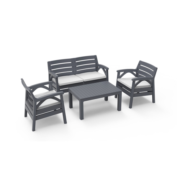 Salon De Jardin 4 Places Avec Table Anthracite