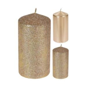 Bougie cylindrique Doré 14 cm