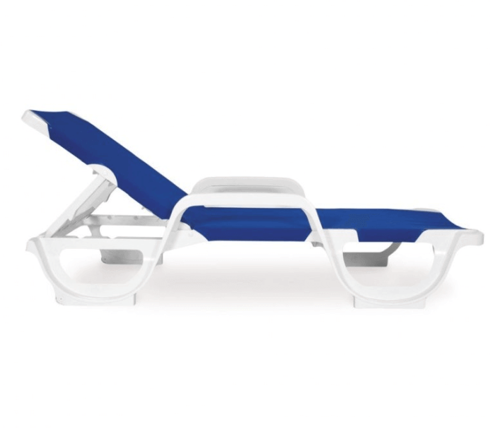 BAIN DE SOLEIL AVEC STRUCTURE EN PLASTIQUE BLANC ET TISSU TEXTILÈNE BLEU - CAMPING ET ACCESSOIRES - Mr Bricolage : Outillage, Jardinage, Animalerie, Electricité