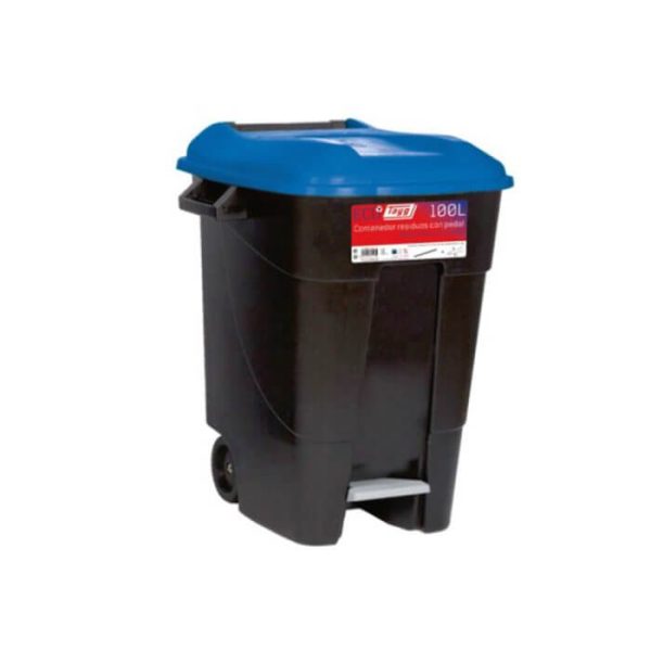 Poubelle À Pédale 100L Bleu