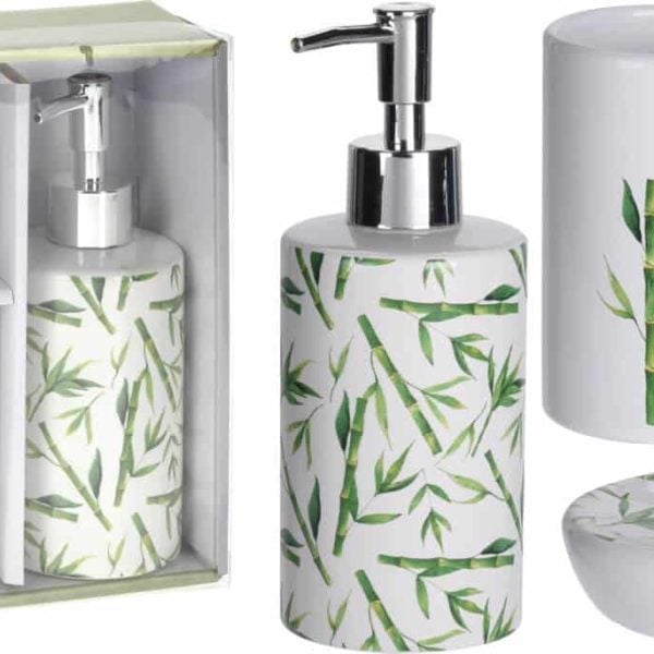 Ensemble Pour Salle De Bain 4 Pieces Vert Et Blanc
