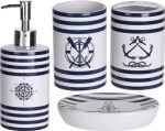 Ensemble Pour Salle De Bain Maritime 4 Pieces Blanc Bleu