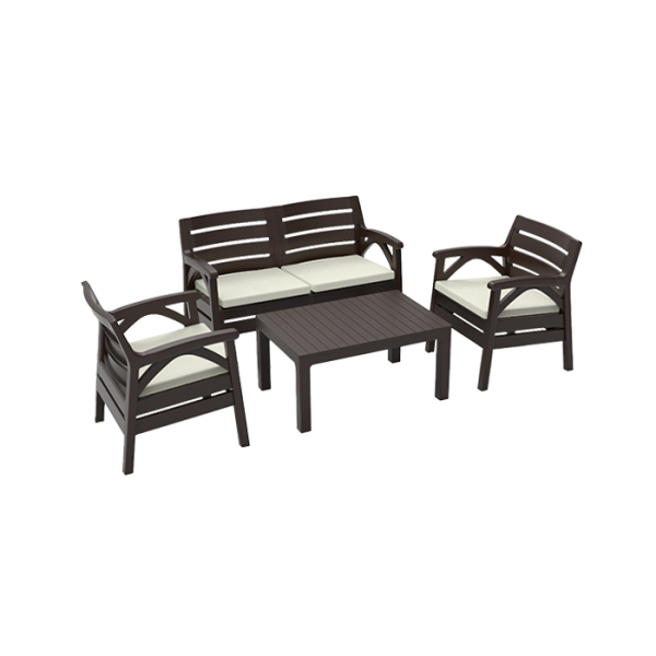 salon de jardin 4 places marron