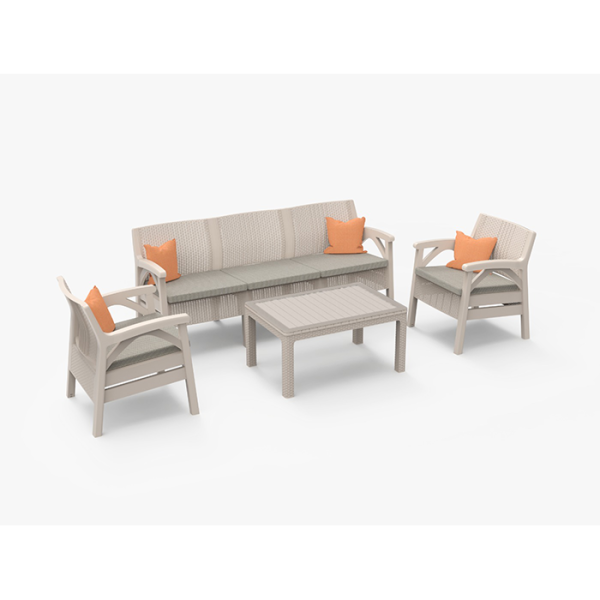 Salon De Jardin 5 Places En Plastique Desert Beige