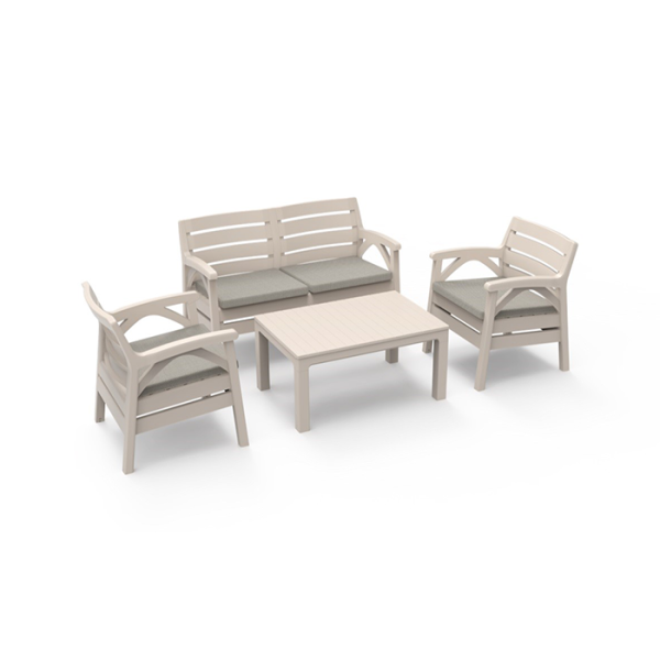 Salon de Jardin 4 places cappuccino +table
