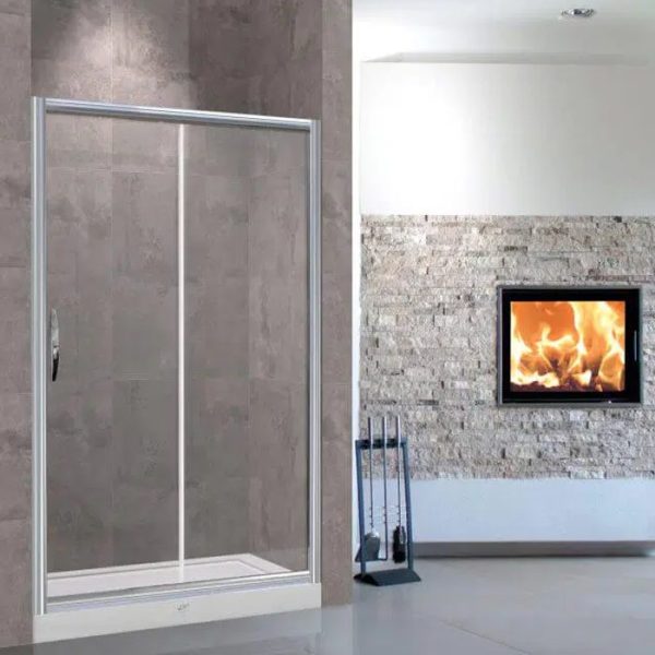 Paroi De Douche Porte Fixe + Porte Coulissante 5Mm 140 X 190 Cm