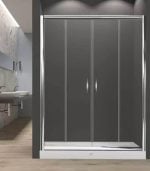 Paroi De Douche 2 Portes Fixes + 2 Portes Coulissantes 5Mm 150 X 190 Cm