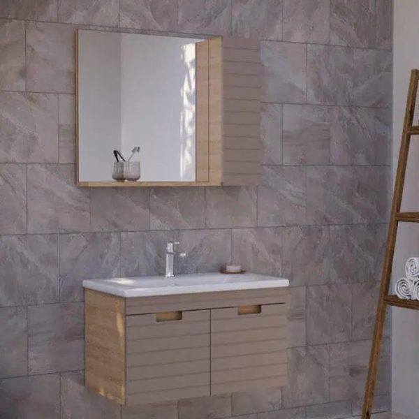Meuble Salle De Bain Vega 80 Cm Taupe Mat