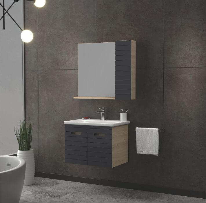 MEUBLE SALLE DE BAIN 65 CM GRIS ANTHRACITE MAT - MEUBLE SDB LAVABO ET VASQUE - Mr Bricolage : Outillage, Jardinage, Animalerie, Electricité