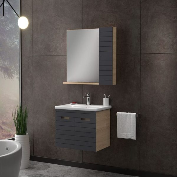 Meuble de salle de bains 65 x 45,5 x 49 cm gris anthracite mat vega