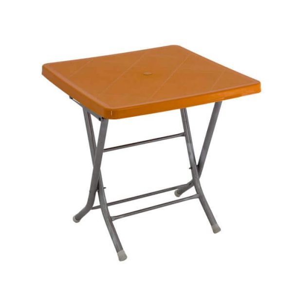 Table Eco 80X80Cm Pieds En Fer Couleur Teck