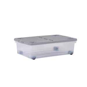 Boîte De Rangement Transparente Avec Roues Et Couvercle Pliant 32 L Gris Froid