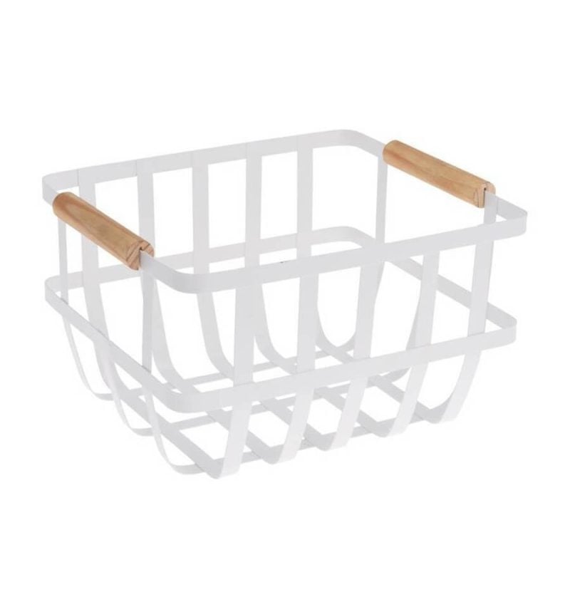 931249.jpg Panier Metal 27X22X16Cm Blanc – Image 1