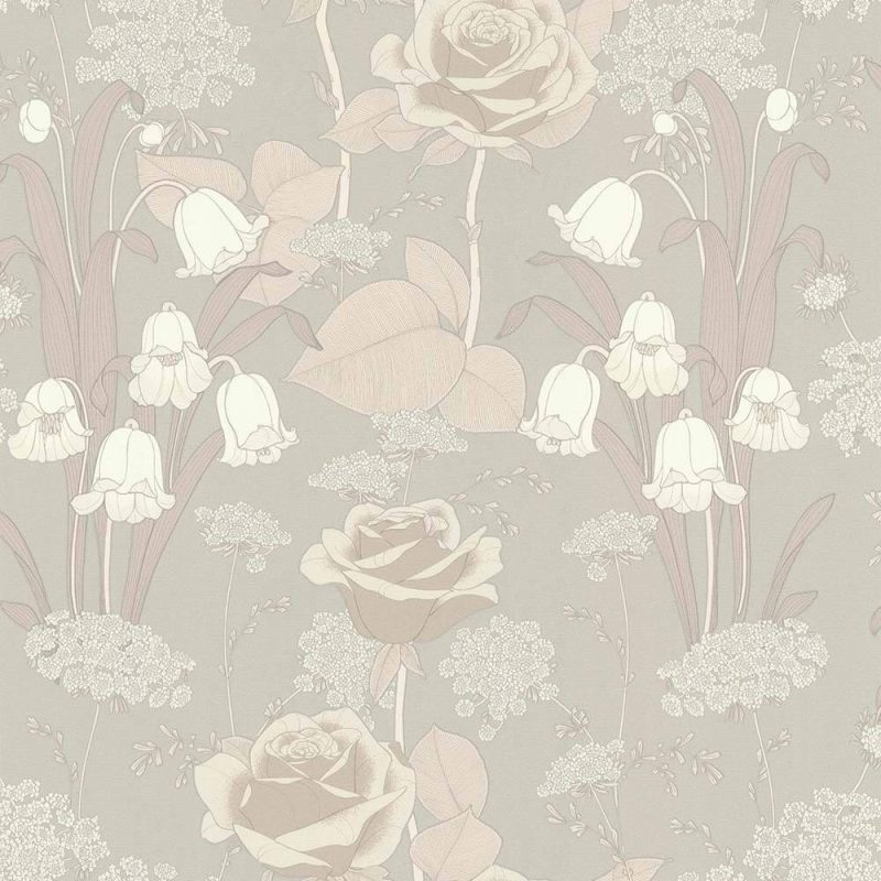 Papier Peint Fleur Art Nouveau Beige – Image 1