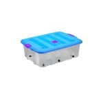 Boîte de rangement transparente avec couvercle 78 L bleu