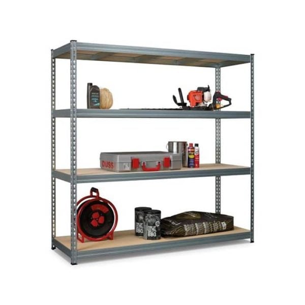 Étagère de rangement en métal galvanisé 4 niveaux Mdf 350Kg