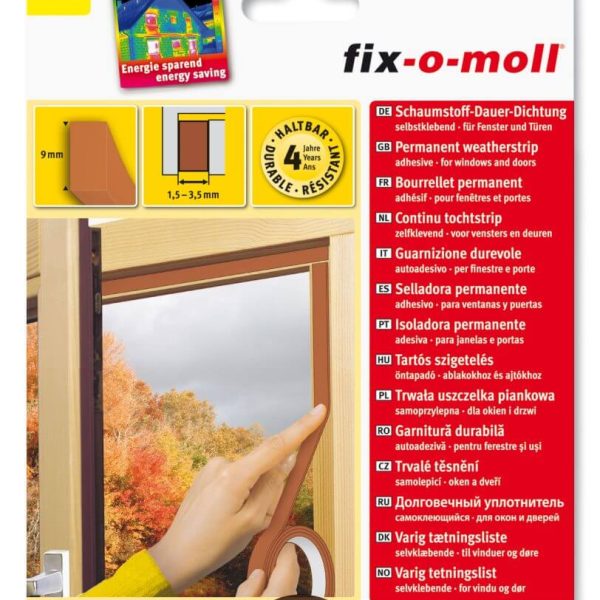 Fixo moll profil coupe-froid adhesive marron 6m 4x9mm