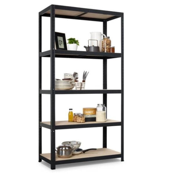 Étagère de rangement acier galvanisé 5 niveaux MDF 175 kg par tablette 176x90x45cm