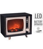 Cheminée décorative TV vintage avec effet flamme LED