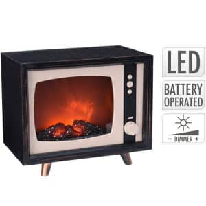Cheminée décorative TV vintage avec effet flamme LED