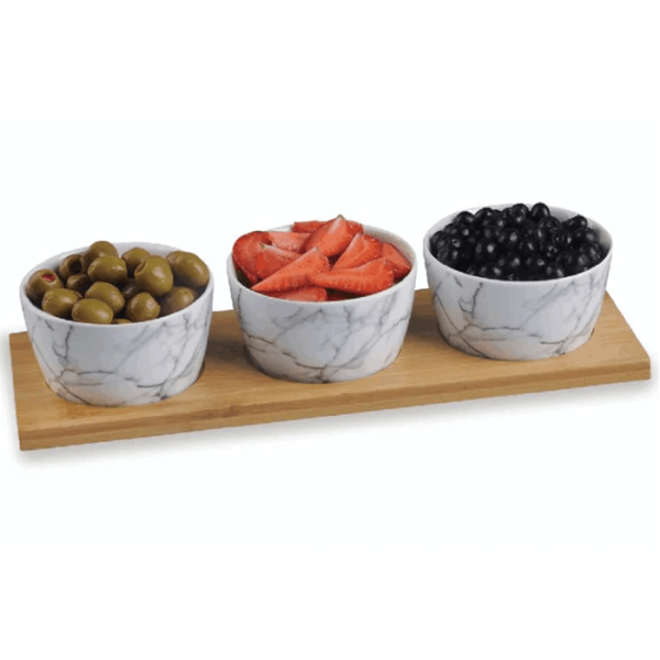 Set De 3 Bols Effet Marbre En Bambou