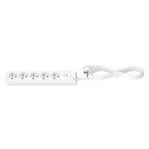 Multiprise poussoir 5X2P+T 3 M blanc