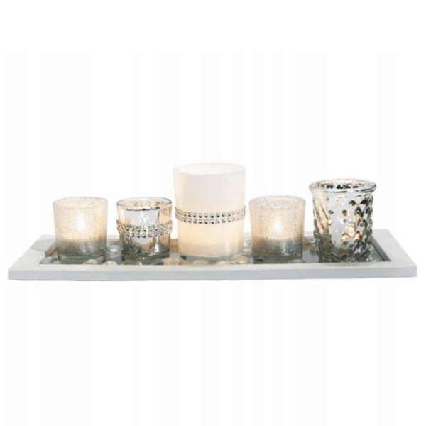 Porte-Bougie Pour Noël Sur Plateau - Lot De 6 Pièces