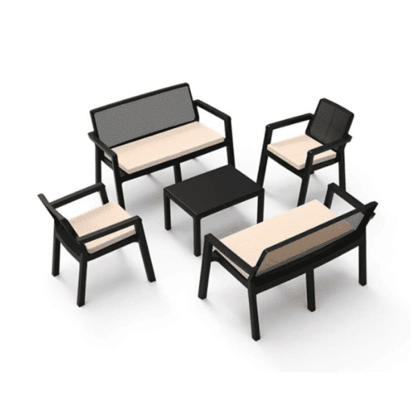 SET MEUBLE JARDIN PRESTIJ 6P PLASTIQUE BLACK