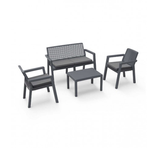Salon de jardin prestij 4 places avec table anthracite