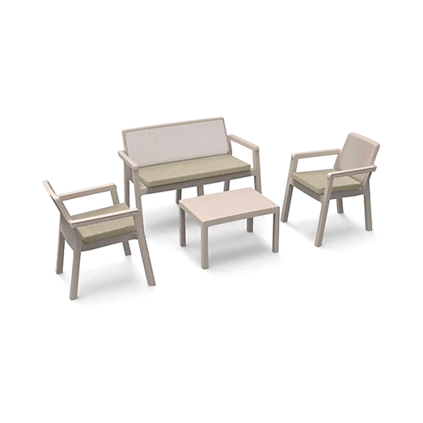 Salon de jardin prestij 4 places avec table carrée beige