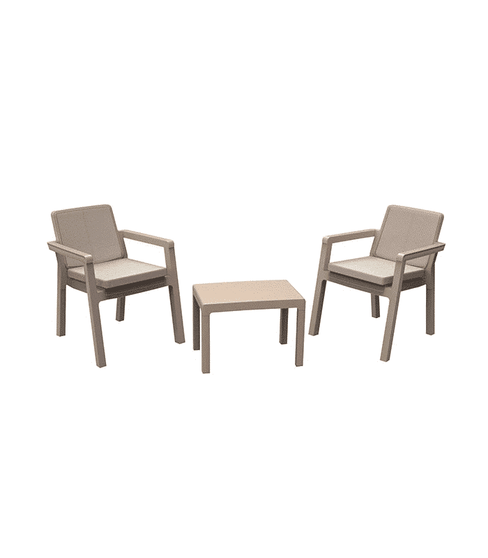 Set Meuble Jardin Prestij 2P Plastique Beige - Mr.Bricolage Maroc