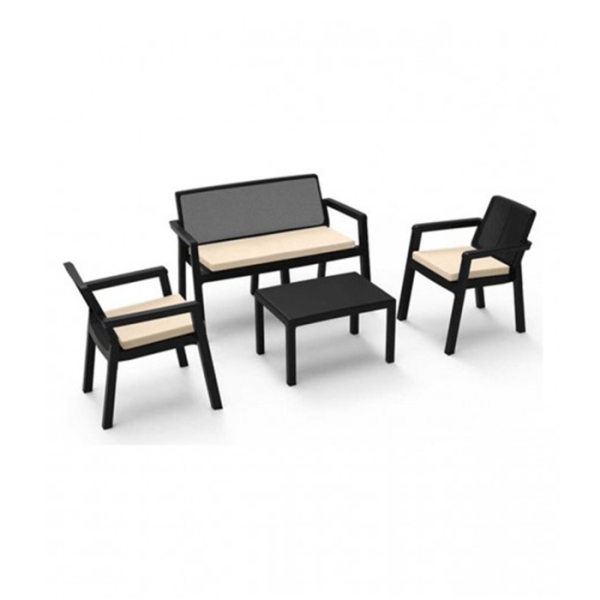 Salon de jardin  prestij 4 places avec table  noir