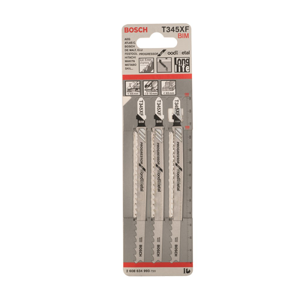 Jeu 3 lame de scie sauteuse t345xf BOSCH acc
